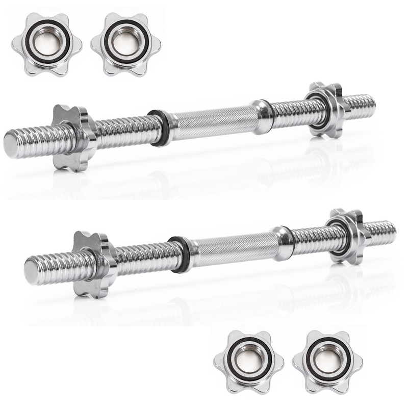 Gryf krótki 48 cm do hantli z zaciskami zestaw 2 szt. gwintowane 28 mm stal chromowana