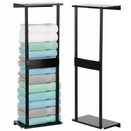 Wieszak łazienkowy, ścienna półka na ręczniki, pionowa, czarna