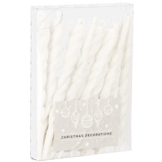 Zawieszka na choinkę sopel 10 szt. akrylowa, ozdoba świąteczna 12 cm biały