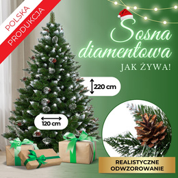 Choinka sztuczna premium 220 cm sosna diamentowa drzewko bożonarodzeniowe