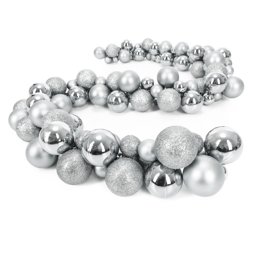 Girlanda świąteczna 160 cm łańcuch z bombek 130 szt. srebrne