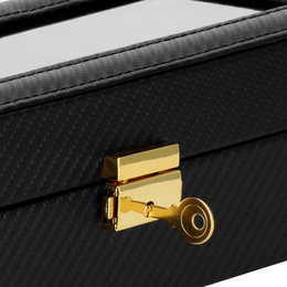 Szkatułka na zegarki 30x11x8 cm czarna ekoskóra organizer z 6 przegródkami