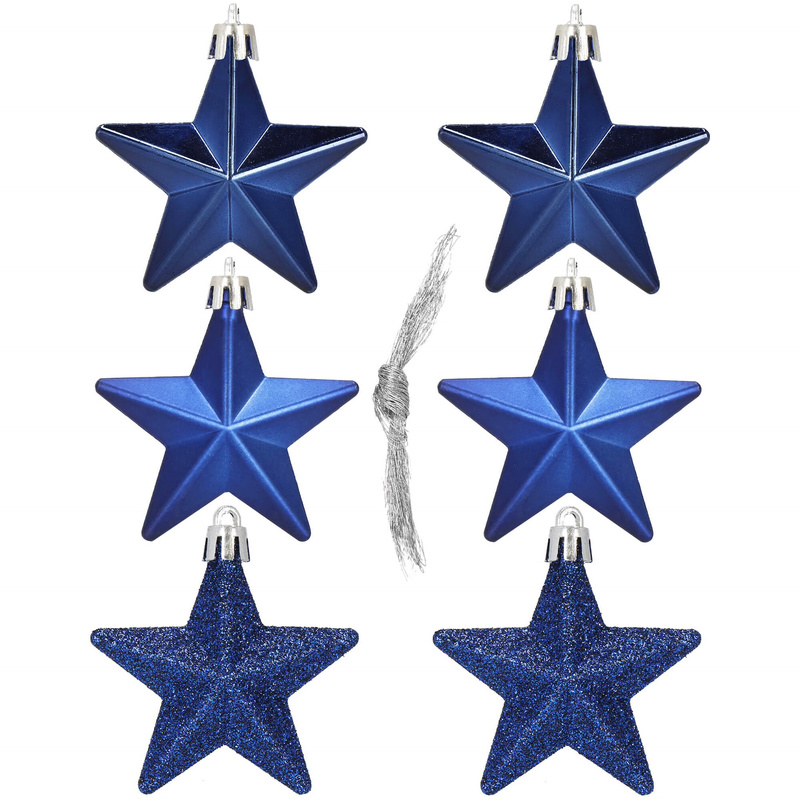 Bombki choinkowe 6 szt. gwiazdki ozdoby świąteczne zestaw granatowy