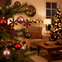 Bombki choinkowe 40 szt. zestaw dekoracji świątecznych, nietłukące, fioletowe