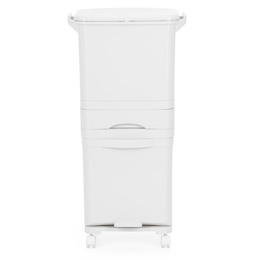 Kosz na śmieci, trzykomorowy 42 l do segregacji odpadów, na kółkach, biały