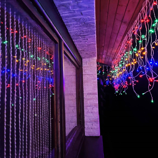 Kurtyna świetlna 1000 led girlanda, lampki wewnętrzno-zewnętrzne 45 m sople multikolor