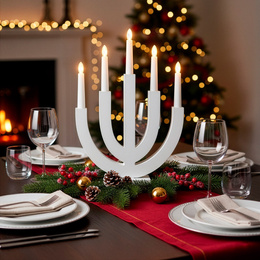 Świecznik adwentowy Led z 5 świecami bożonarodzeniowy świąteczny na baterie biały