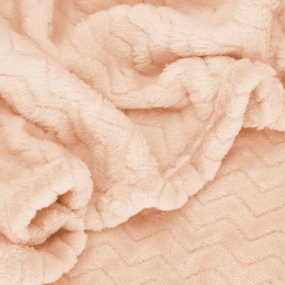 Narzuta na łóżko, pled 130x180 cm tłoczony zygzak, dwustronny koc na kanapę brzoskwiniowy