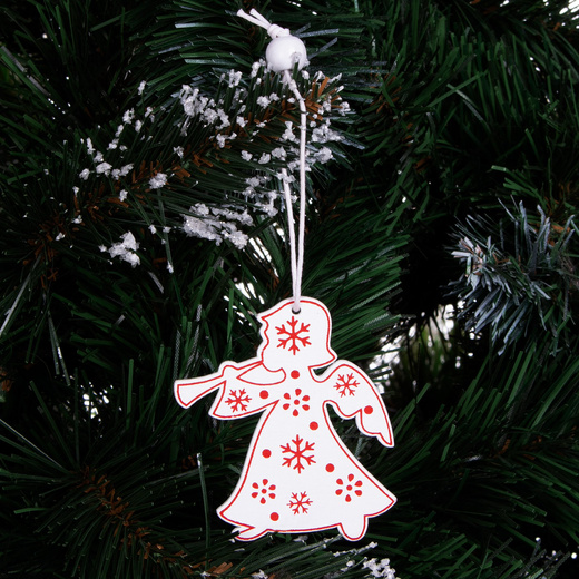 Świąteczne zawieszki 6,5cm drewniane aniołki zestaw 3 szt. biały