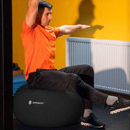 Piłka fitness gimnastyczna do ćwiczeń 85 cm z pompką, czarna