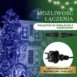 Lampki choinkowe 300 Led niebieski 25,5 m oświetlenie świąteczne IP44