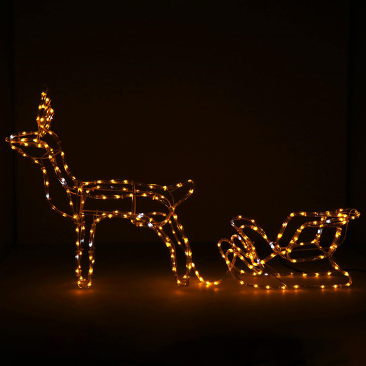 Renifer Led 120 cm świąteczny z saniami świetlna dekoracja do ogrodu biały ciepły + flash