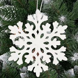 Zawieszki świateczne 8 szt. śnieżynki brokatowe 8 cm białe