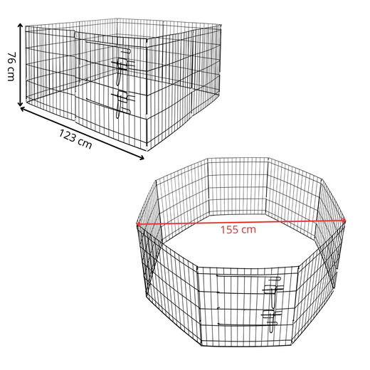 Kojec dla zwierząt wybieg klatka dla psa 155x61 cm metalowa czarna