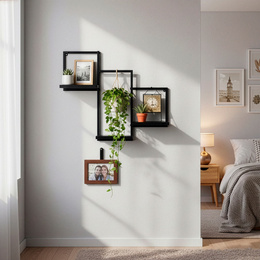 Półka ścienna, potrójna uniwersalna 57,5x21x50 cm wisząca, czarna