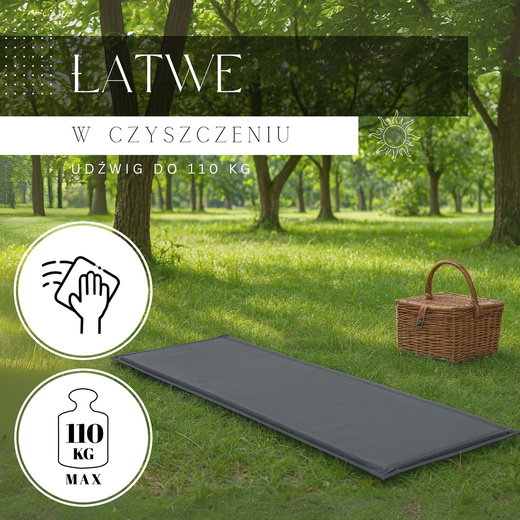 Mata samopompująca 180 cm mata turystyczna biwakowa z pokrowcem szara