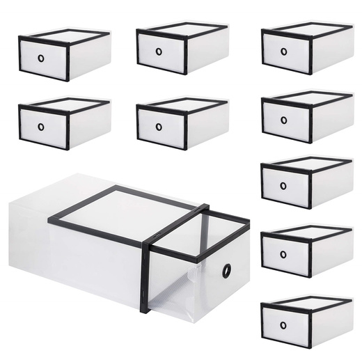 Pudełko na buty z szufladą 35x23x12 cm biały organizer zestaw 10 szt.