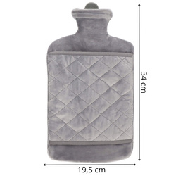 Termofor gumowy w futrzanym pokrowcu ogrzewacz do rąk 1,8L szary