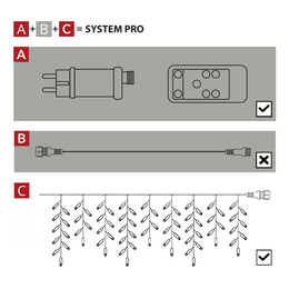Kurtyna świetlna PRO 500 Led lampki zewnętrzne 25 m z pilotem zimny biały + zimny biały flash