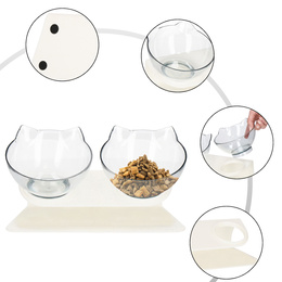 Podwójna miska dla psa i kota z podstawką antypoślizgowa przeźroczyste