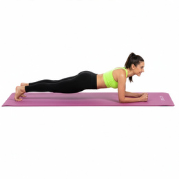 Mata do ćwiczeń 183x61 cm antypoślizgowa NBR do jogi, stretchingu z uchwytem różowa