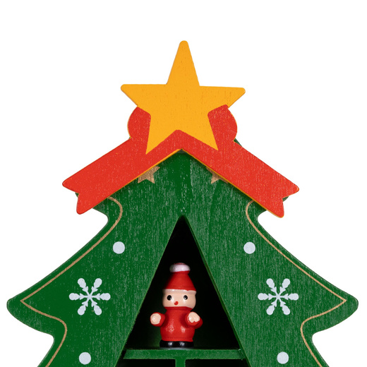 Choinka drewniana świąteczna 28 cm z figurkami dekoracja bożonarodzeniowa