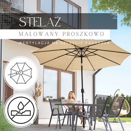 Parasol ogrodowy z regulacją kąta pochylenia 300 cm duży na balkon, taras beżowy