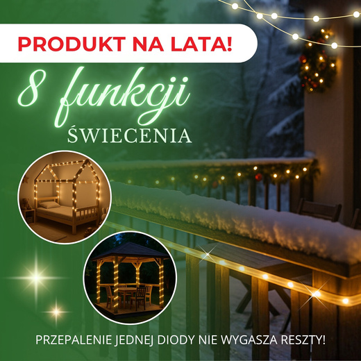 Wąż świetlny 240 Led biały ciepły 10m z programatorem IP44