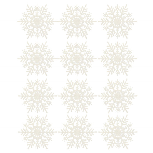 Zawieszki na choinkę śnieżynki 12 szt. ozdoba świąteczna 10,5 cm biały brokat