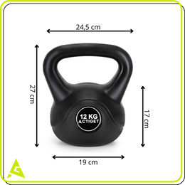 Kettlebell 12 kg odważnik, hantla do ćwiczeń ABS kula do treningu siłowego, czarny