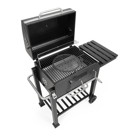 Grill węglowy, ogrodowy z pokrywą, termometr, ruszt emaliowany