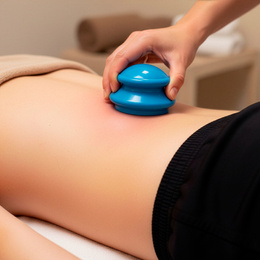 Bańki chiński, gumowe do masażu zestaw 4 szt. antycellulitowy, niebieskie