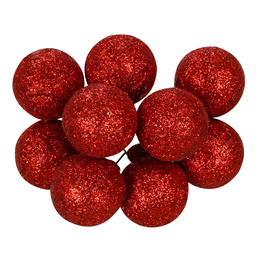 Bombki choinkowe 54 szt. zestaw ozdoby świąteczne na drucikach brokatowe matowe czerwone