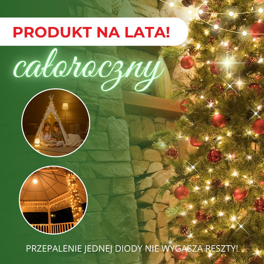 Lampki choinkowe 500 led biały ciepły 41,5 m oświetlenie świąteczne IP44