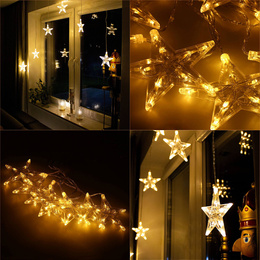 Kurtyna świetlna 70 Led gwiazdki lampki choinkowe wewnętrzne sople ciepły biały