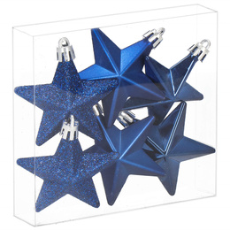 Bombki choinkowe 6 szt. gwiazdki ozdoby świąteczne zestaw granatowy