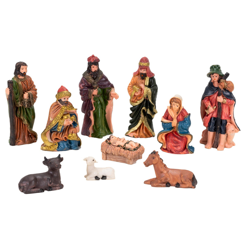 Figurki do szopki bożonarodzeniowej 10 szt. z żywicy zestaw święta