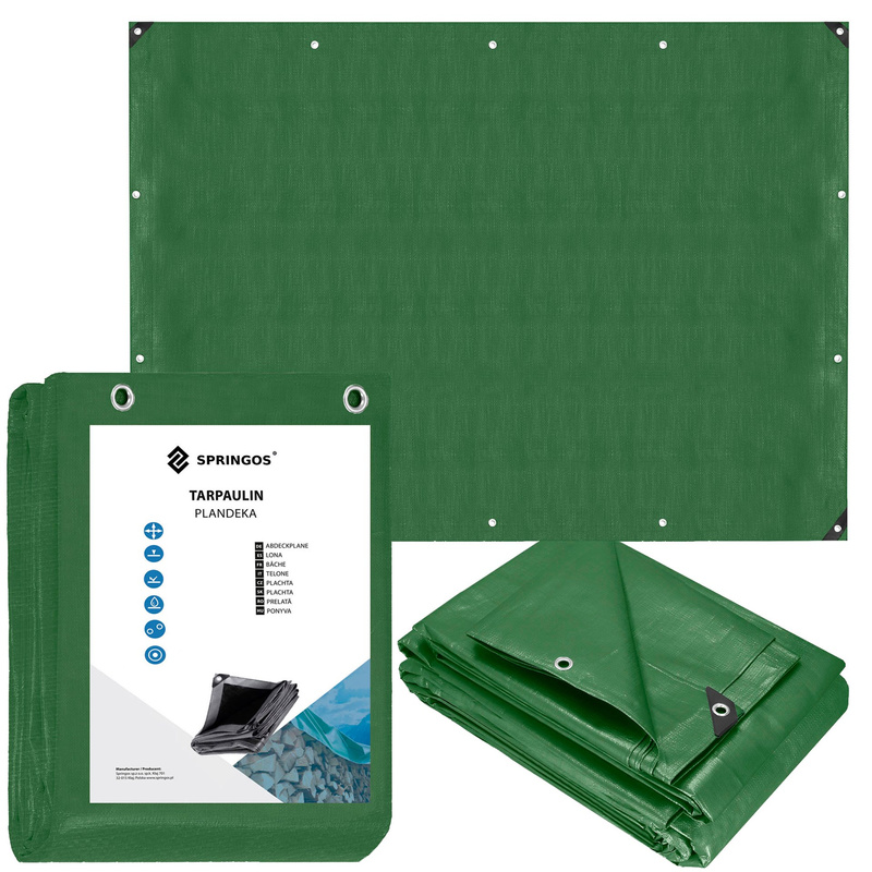 Plandeka 6x9m 120g/m2 gruba płachta ochronna zielona