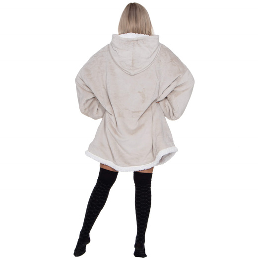 Kocobluza damska męska oversize koc bluza 2w1 z kapturem XXL ciepła jasnoszara