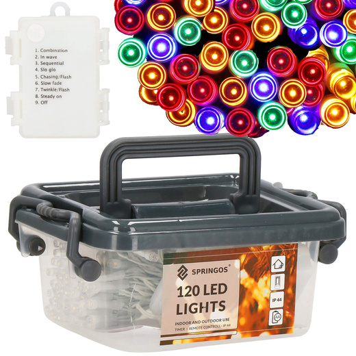 Lampki choinkowe 120 Led multikolor z programatorem na baterie