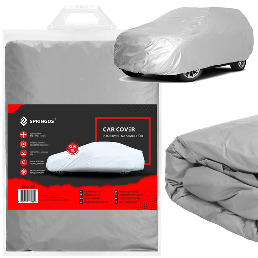 Pokrowiec na samochód 540x175x150cm wodoodporna plandeka na auto szara