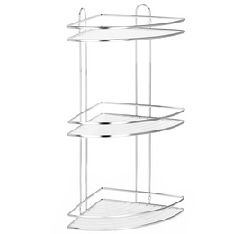 Półka łazienkowa narożna pod prysznic 3 poziomy, wisząca, srebrna