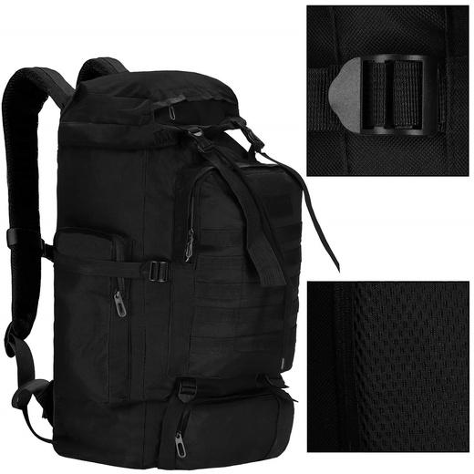 Plecak sportowy, turystyczny 60 L czarny 