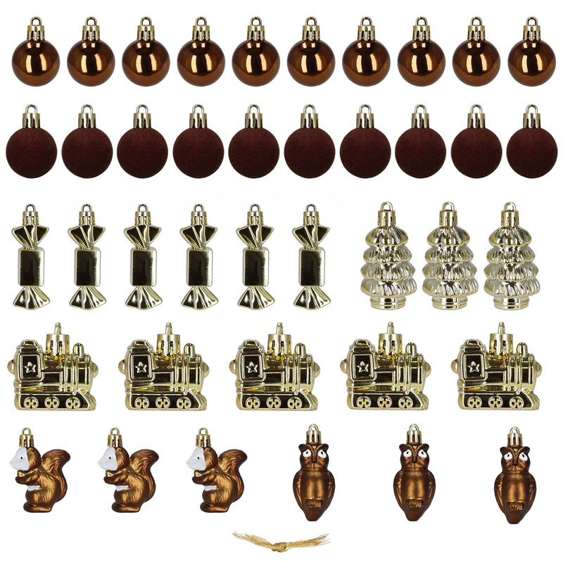 Bombki choinkowe 40 szt. zestaw dekoracji świątecznych, nietłukące, brązowy, złoty, biały