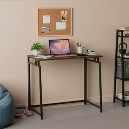 Biurko komputerowe, składane 80 cm stolik do pracy przy komputerze, drewniany, ciemno brązowy