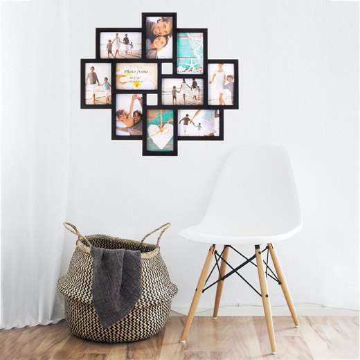 Ramka na zdjęcia 10 zdjęć multiramka 10x15 czarna