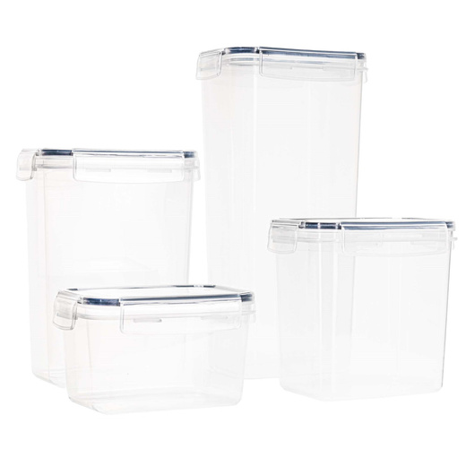 Pojemniki kuchenne do przechowywania żywności z pokrywką zestaw 24 szt. z naklejkami, przeźroczyste