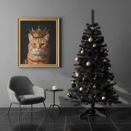 Choinka sztuczna, jodła 150 cm nowoczesne drzewko świąteczne czarne