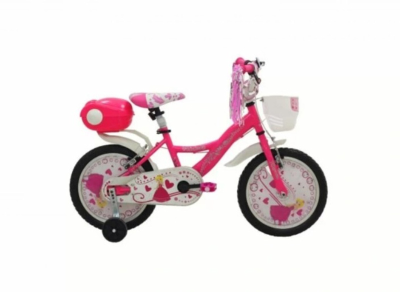 Rower dziecięcy EXP VISION PRINCESSE 16" TOPVELO dla dziewczynki, z koszykiem różowy
