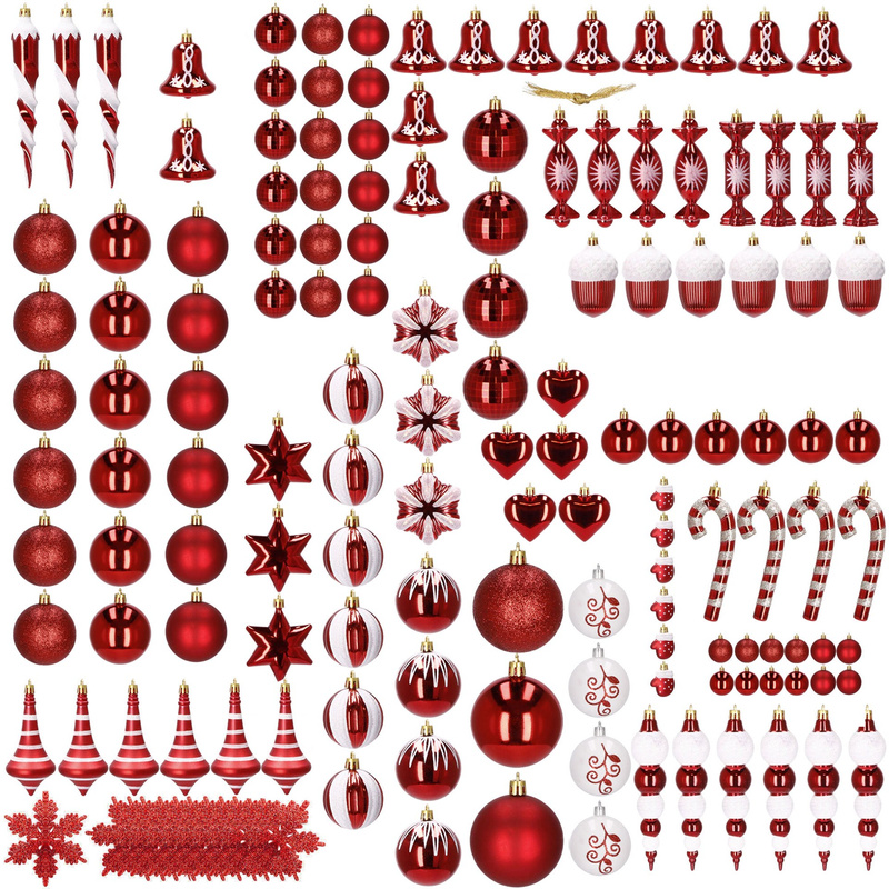 Bombki choinkowe 149 szt. ozdoby świąteczne czerwone